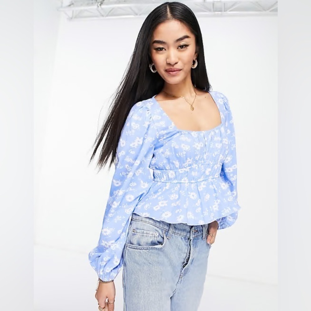 Blue Floral Blouse